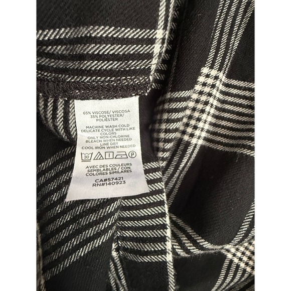 LOFT PLUS Women Black White Plaid Mock Neck Ruffle Long Sleeve Blouse Size 20 - Picture 5 of 9